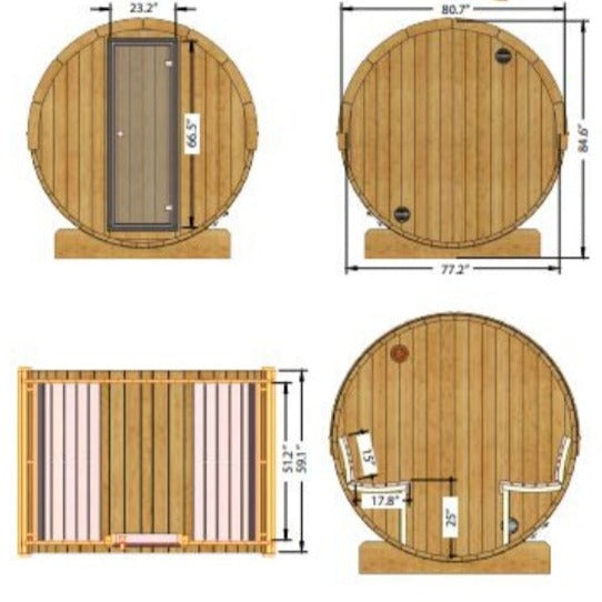 SaunaLife Model E6 3-Person Barrel Sauna