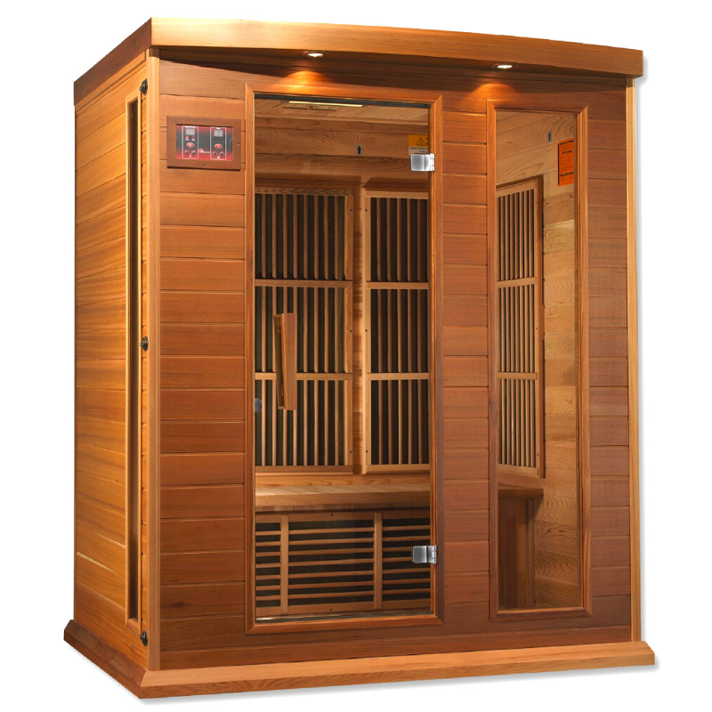 Golden Designs Maxxus 3-Person Infrared Sauna – Red Cedar, Low EMF (MX-K306-01)
