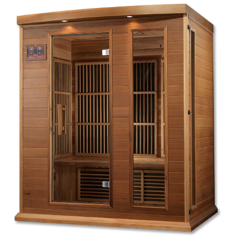 Golden Designs Maxxus 3-Person Infrared Sauna – Red Cedar, Low EMF (MX-K306-01)
