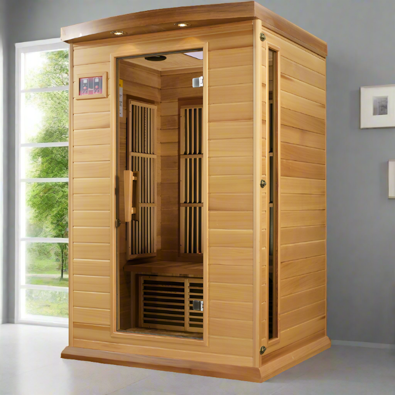 Golden Designs Maxxus 2-Person Near Zero EMF FAR Infrared Sauna – Canadian Hemlock (MX-K206-01-ZF)