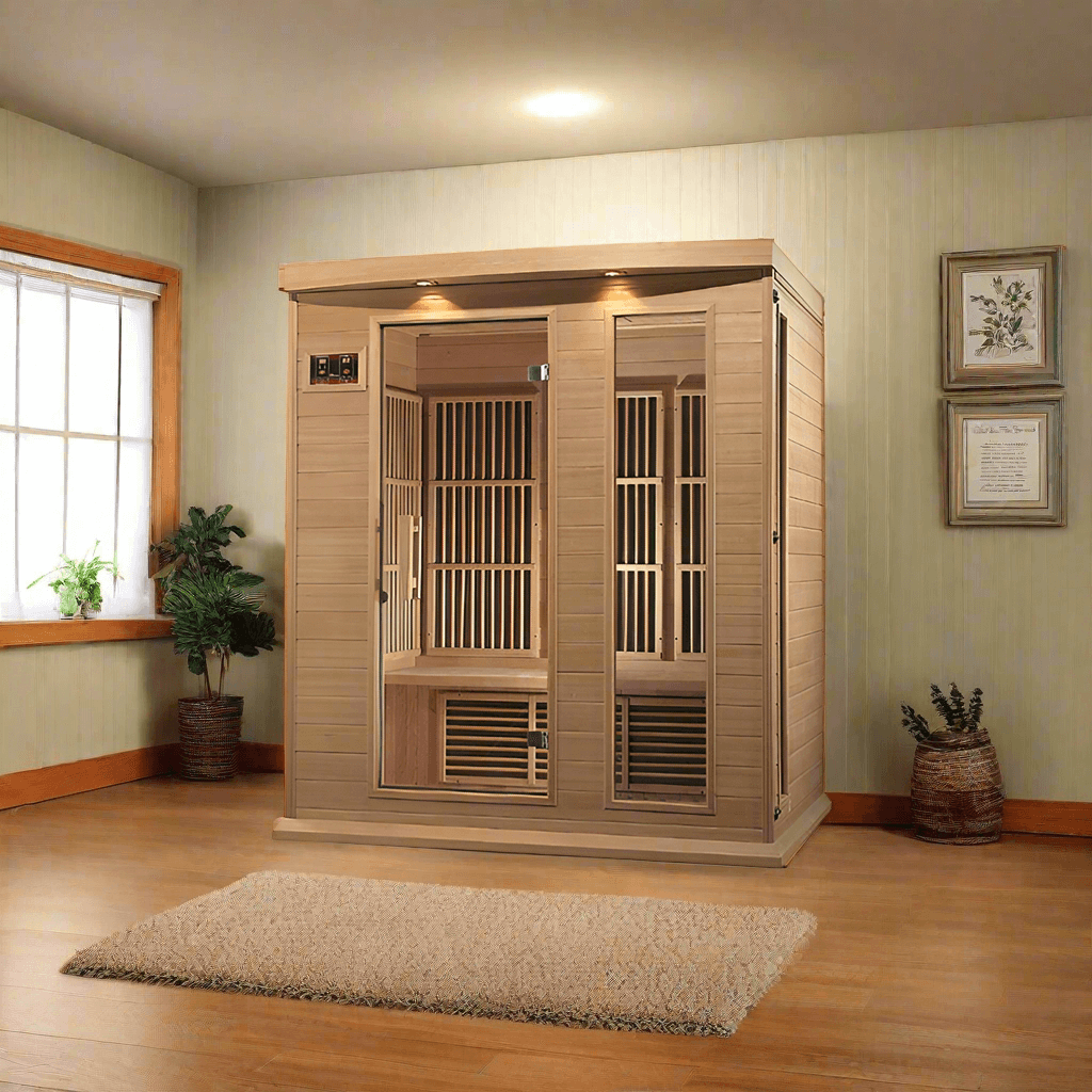 Golden Design Maxxus 3-Person Low EMF FAR Infrared Sauna – Canadian Hemlock (MX-K306-01)