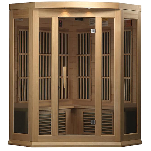 Golden Designs Maxxus 3-Person FAR Infrared Sauna – Low EMF, Canadian Hemlock (MX-K356-01)