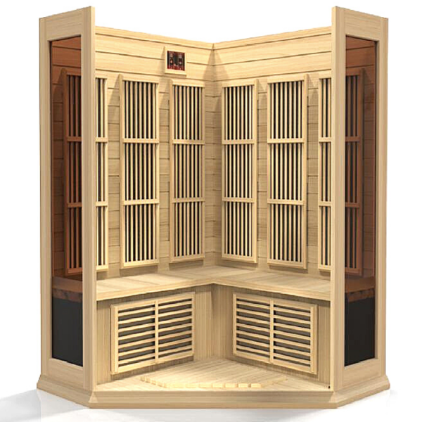 Golden Designs Maxxus 3-Person FAR Infrared Sauna – Low EMF, Canadian Hemlock (MX-K356-01)