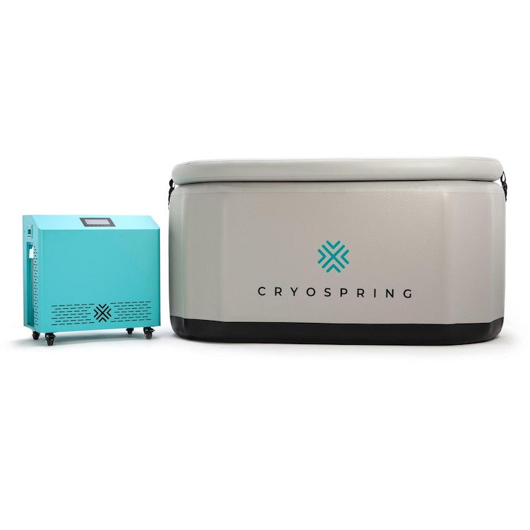 Cryospring Cold + Hot Plunge System, front, blue chiller