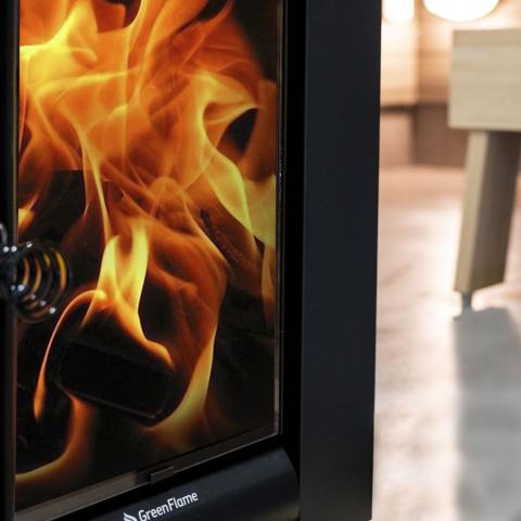 Harvia Linear 22 Greenflame 15.7kW ES Wood Burning Sauna Stove with Water Tank