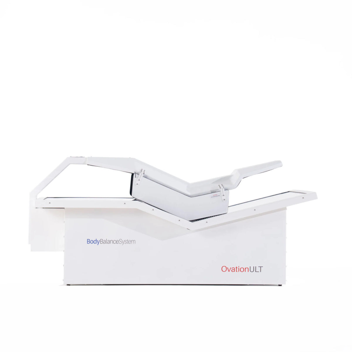 Body Balance System OvationULT Zero Gravity Red & Infrared Light Bed – bed with the canopy raised on white