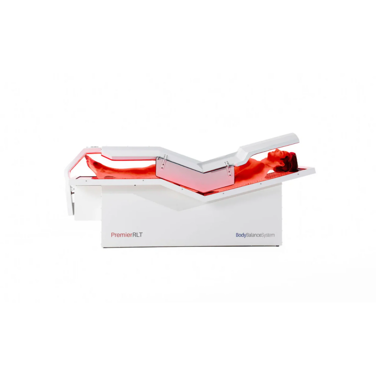 Body Balance System PremierRLT Zero Gravity Red & Infrared Light Bed – bed with the canopy glowing red