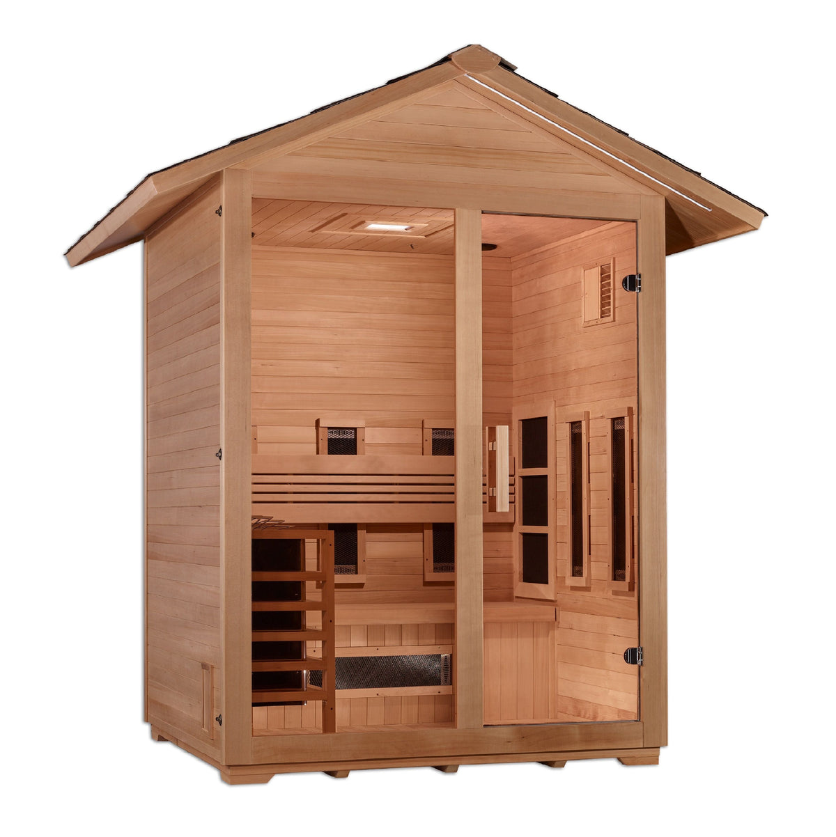 Golden Designs Carinthia 3 Person Hybrid (PureTech™ Full Spectrum IR or Traditional Stove) Outdoor Sauna (GDI-8123-01)