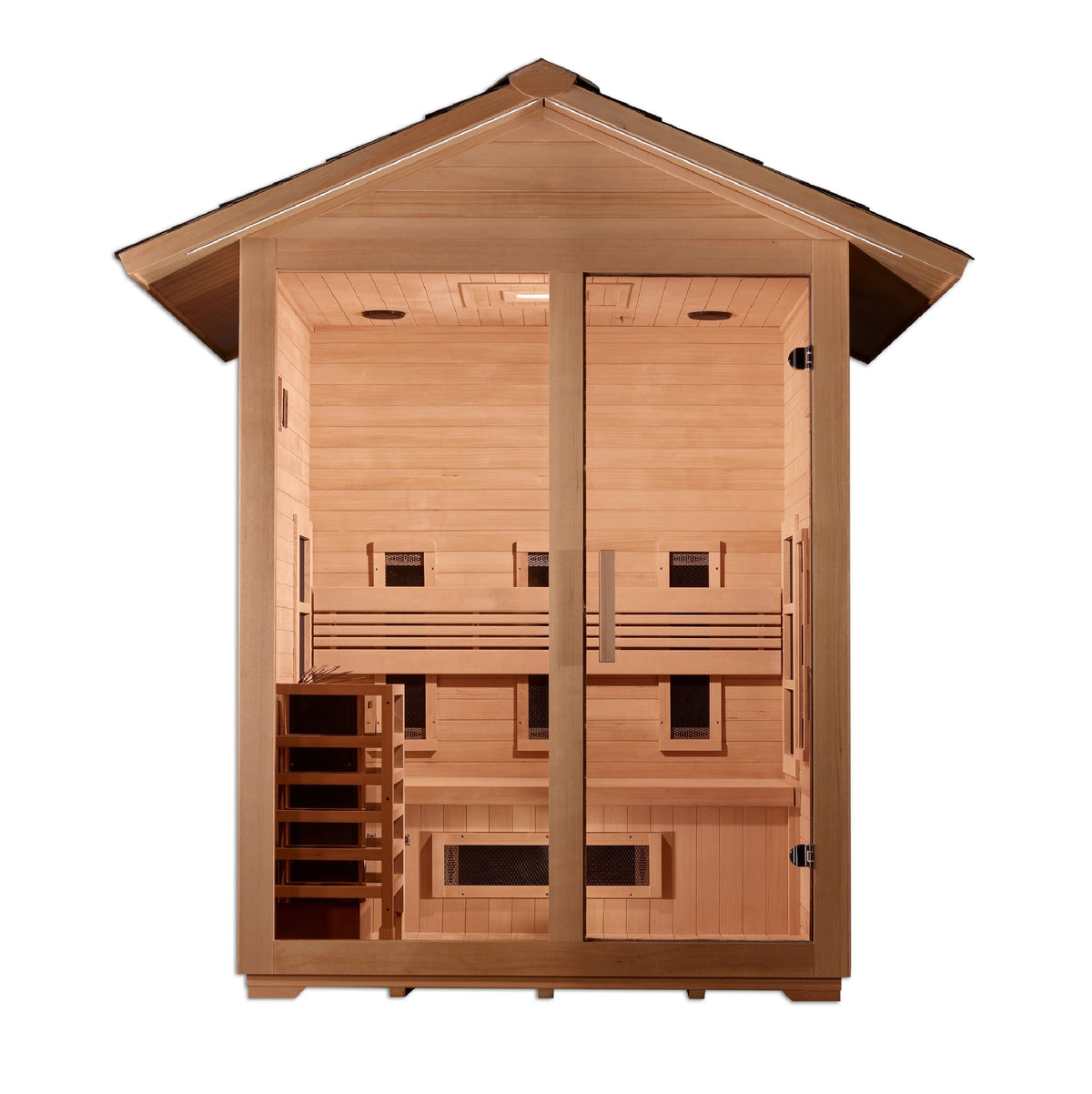 Golden Designs Carinthia 3 Person Hybrid (PureTech™ Full Spectrum IR or Traditional Stove) Outdoor Sauna (GDI-8123-01)