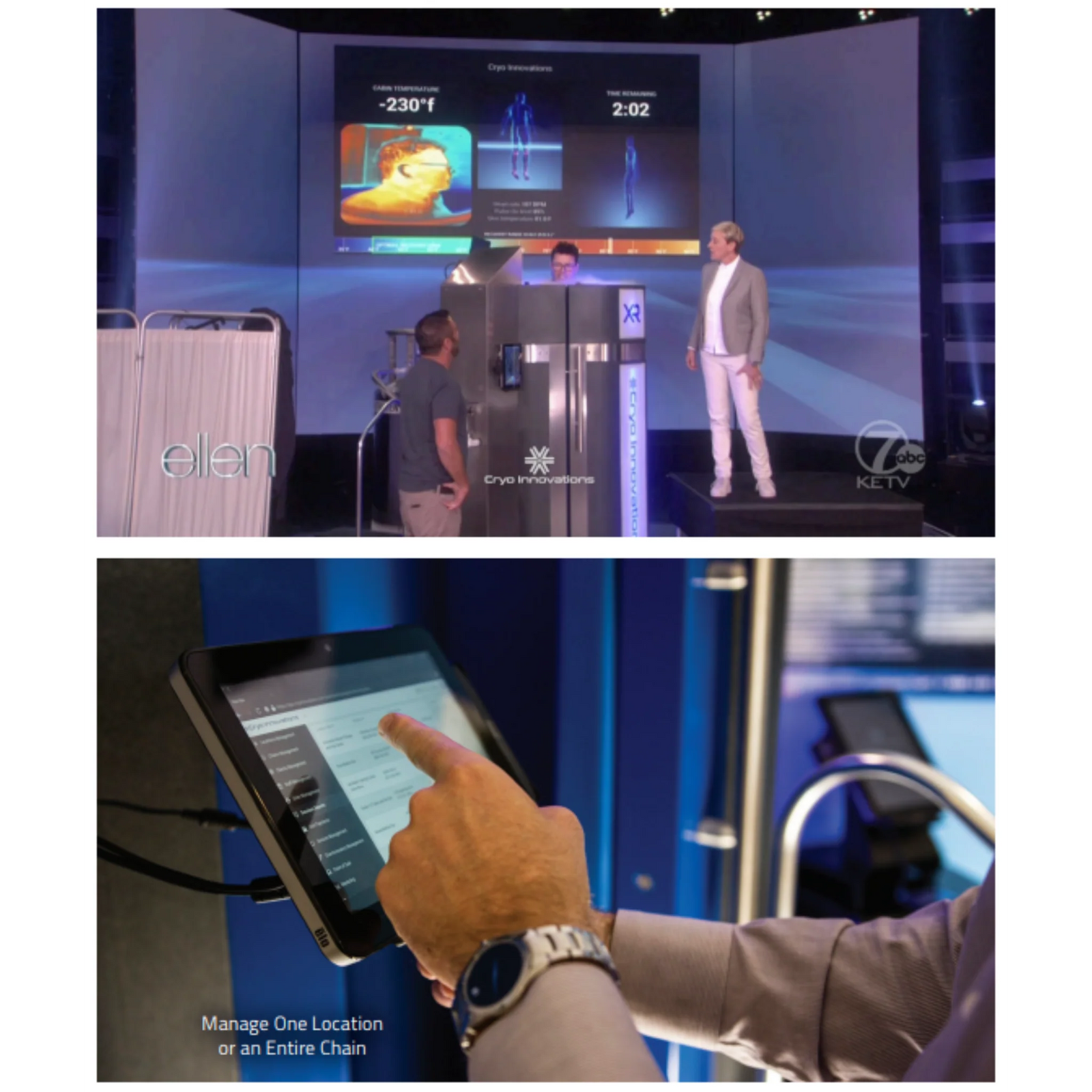Cryo Innovations XR Cryo Chamber Lite – touchscreen control and demo display