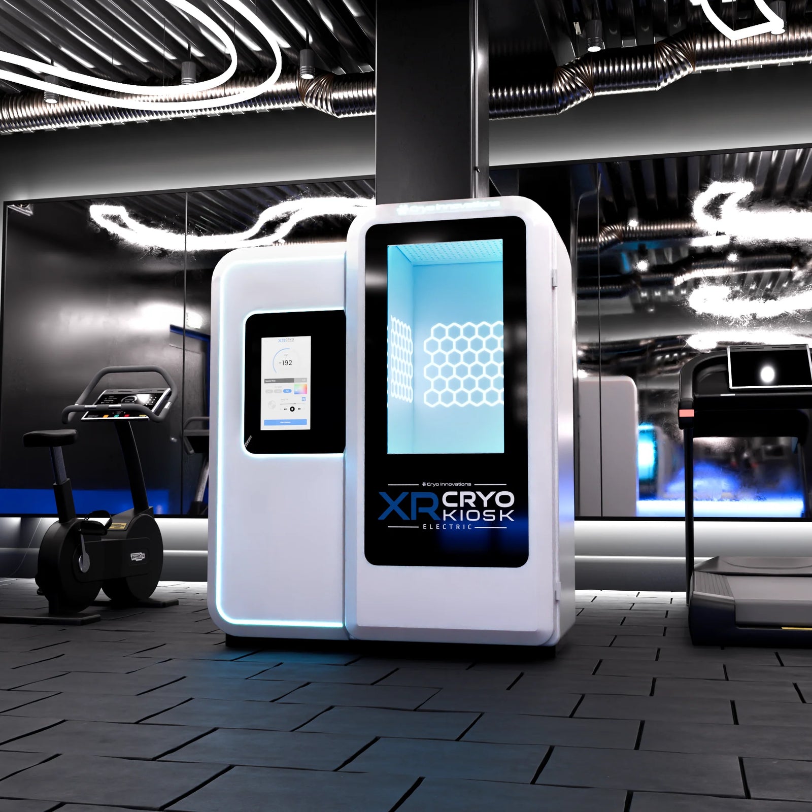 Cryo Innovations XR Cryo Kiosk – kiosk in a modern gym