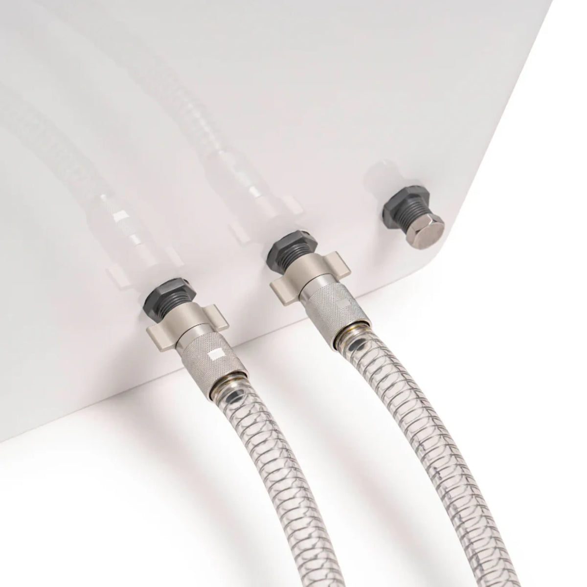 Cryo Innovations XR Cryo Plunge chiller/heater hoses and fittings on the tub side