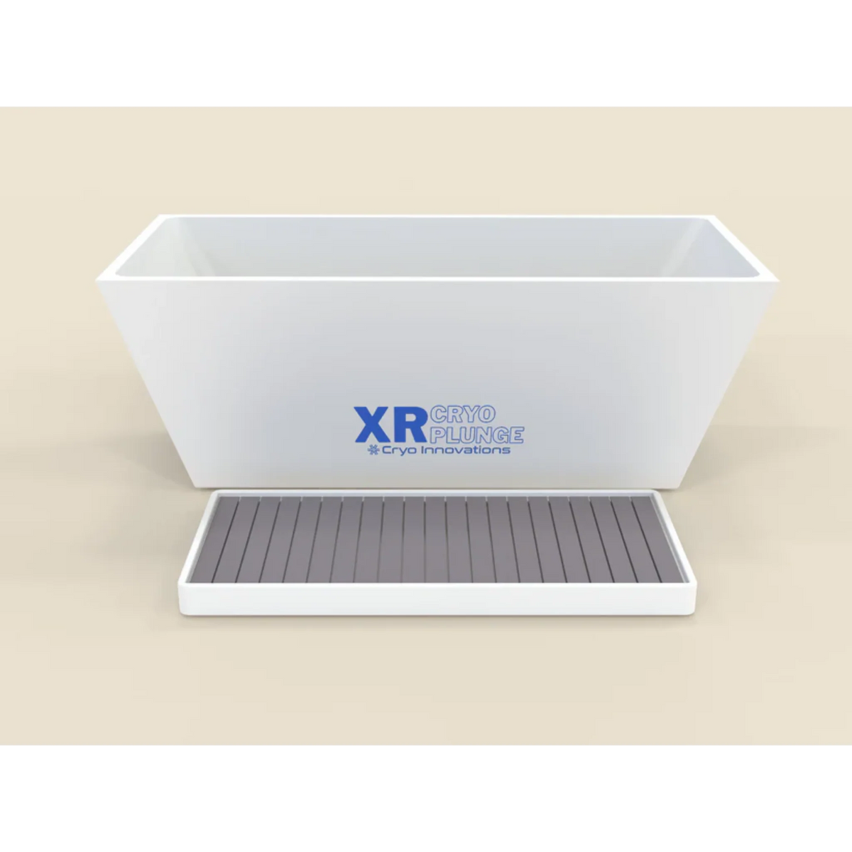 Cryo Innovations XR Cryo Plunge acrylic tub with the optional wet basin (acrylic basin with PVC treads)