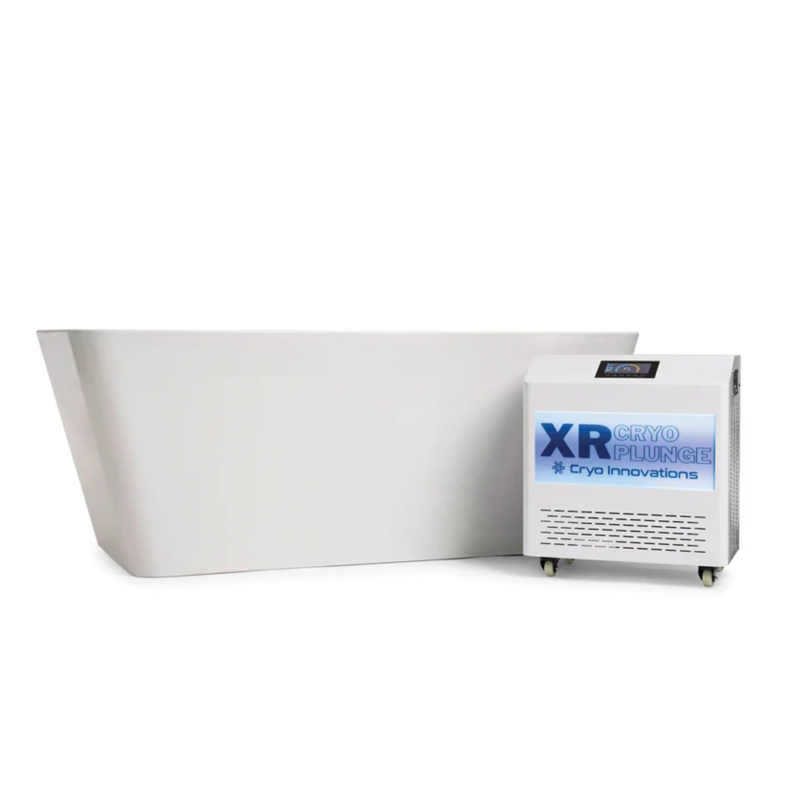 Cryo Innovations XR Cryo Plunge white acrylic tub with its chiller/heater unit