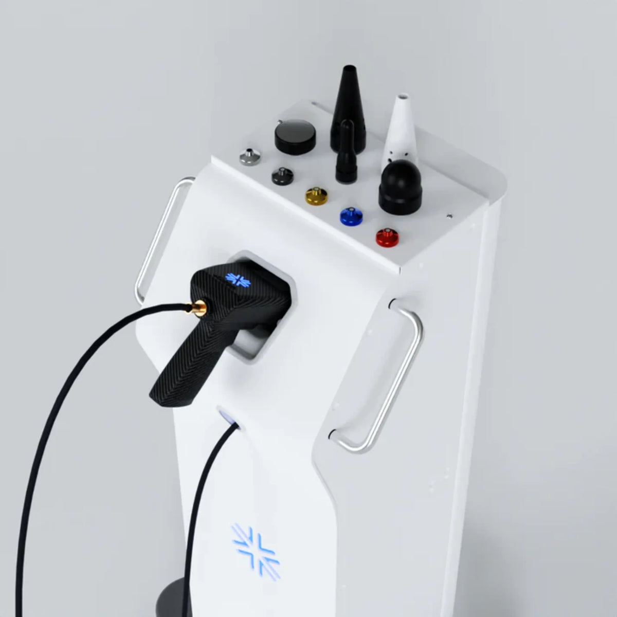Cryo Innovations XR ISO Handheld CO₂ Cryotherapy System – handheld device docked on the console