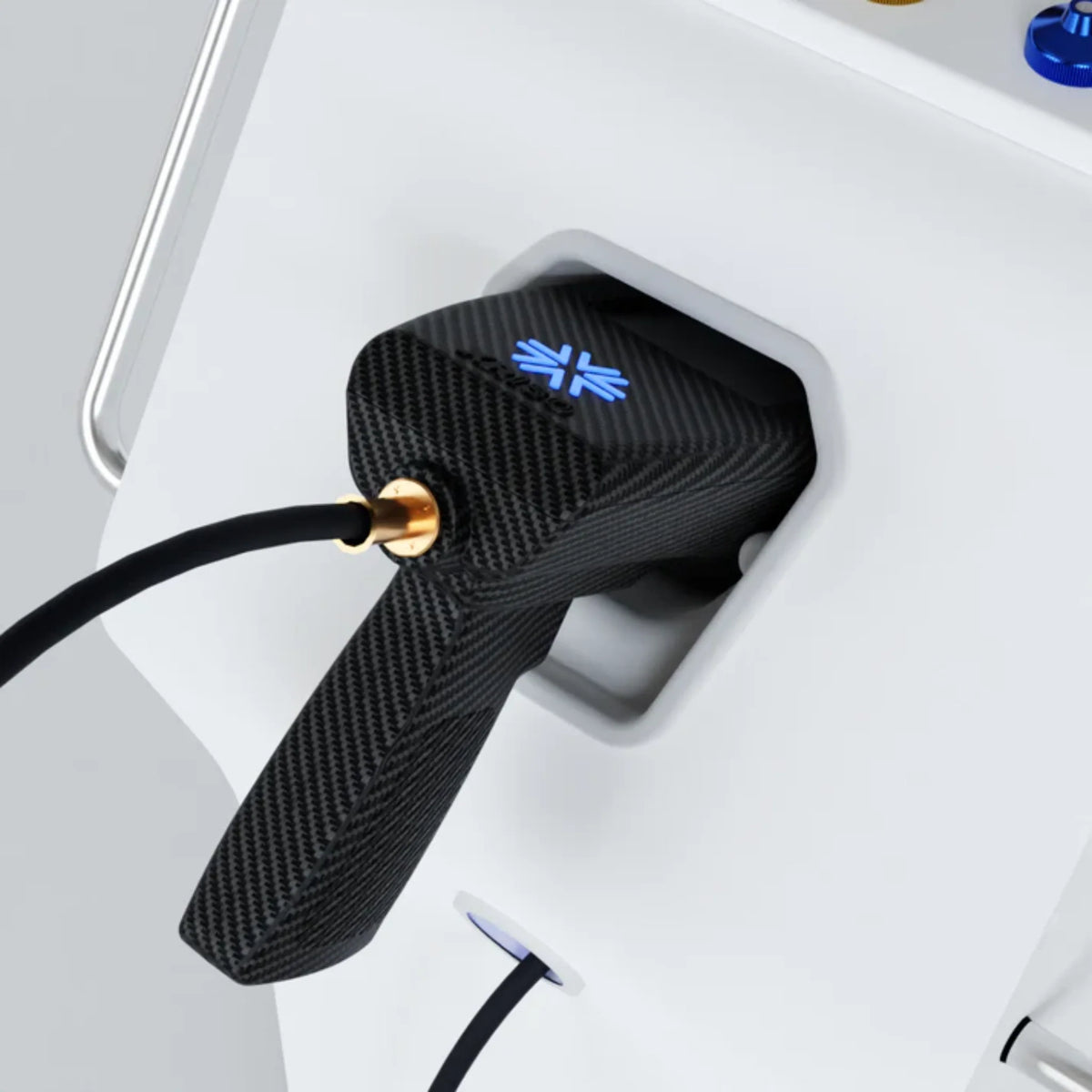 Cryo Innovations XR ISO Handheld CO₂ Cryotherapy System – handheld device in its dock
