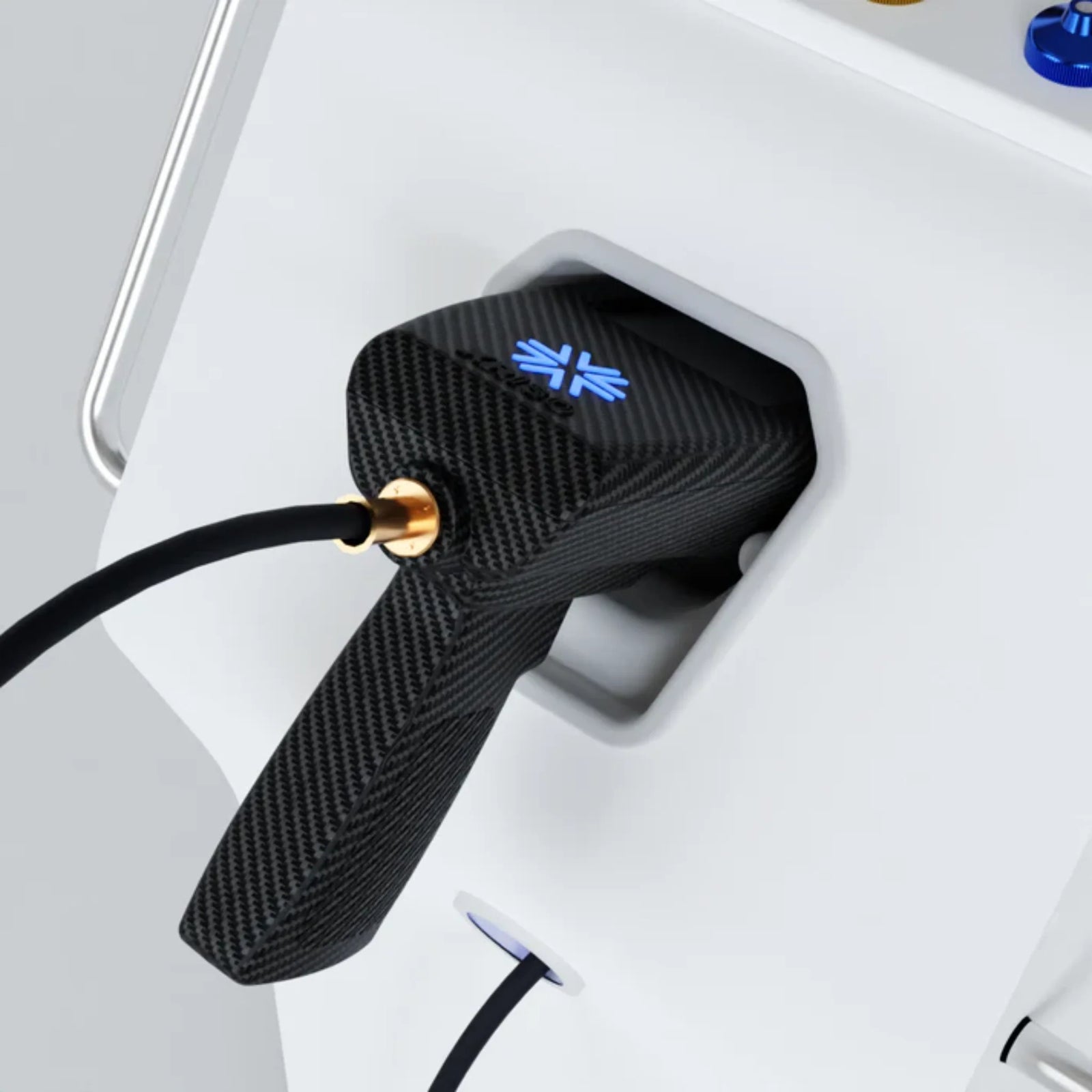 Cryo Innovations XR ISO Handheld CO₂ Cryotherapy System – handheld device in its dock