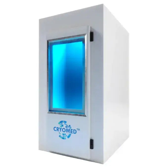Cryomed IceChill Walk-In Nitrogen-Cooled Cryotherapy Chamber – chamber from a side angle