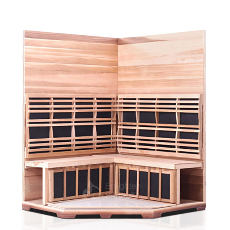 Enlighten Diamond 4-Person Corner Hybrid Infrared/Traditional Sauna