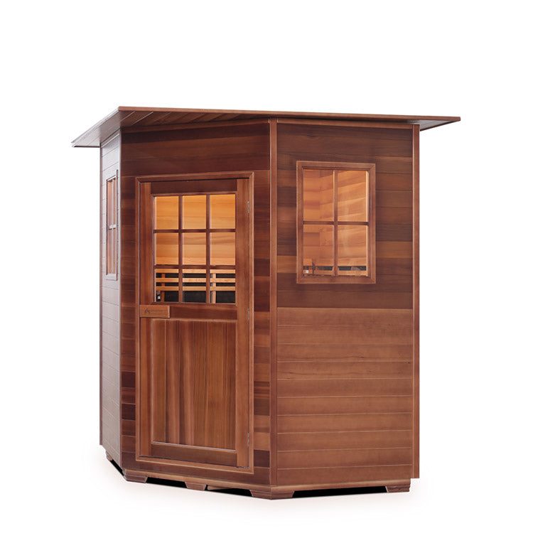 Enlighten Sauna MoonLight 4-person corner sauna, indoor model