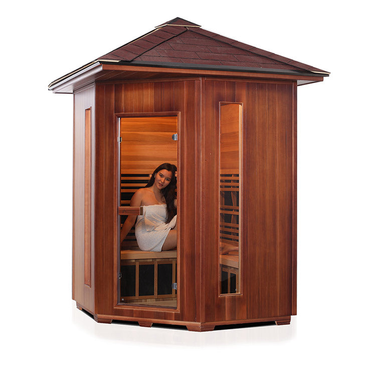 Enlighten Rustic 4-Person Corner Full Spectrum Infrared Sauna