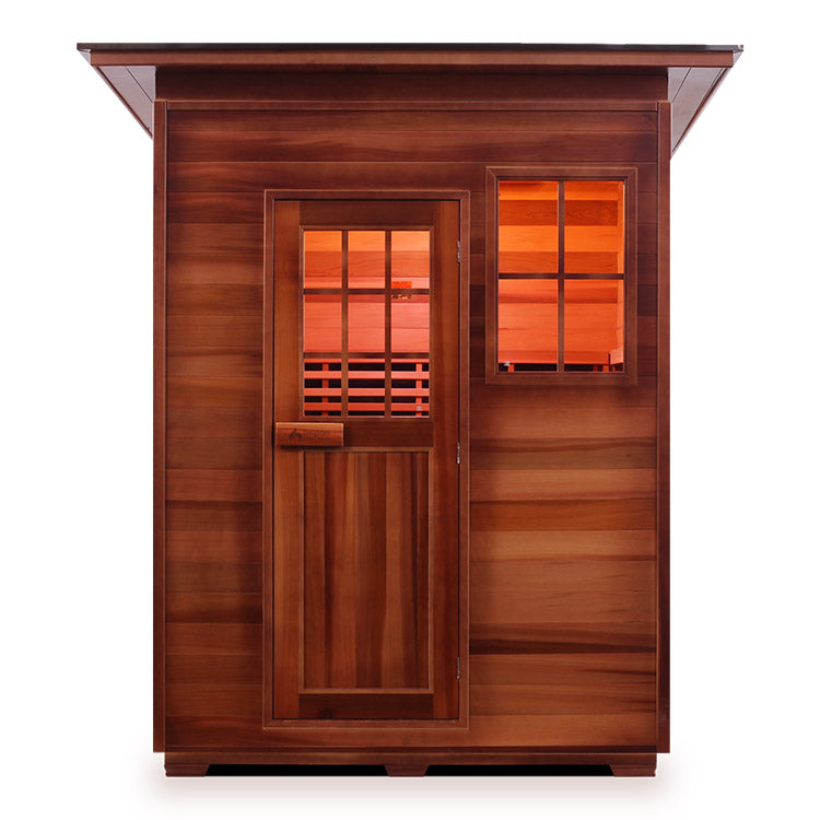 Enlighten Sauna Sapphire 3-person hybrid sauna, slope roof option