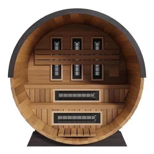 Finnmark FD-6 Cedar Barrel Sauna – 4-Person Hybrid Traditional & Infrared
