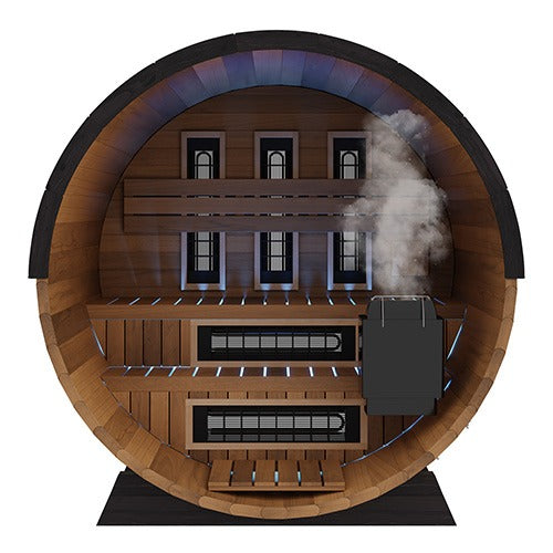 Finnmark FD-6 Cedar Barrel Sauna – 4-Person Hybrid Traditional & Infrared