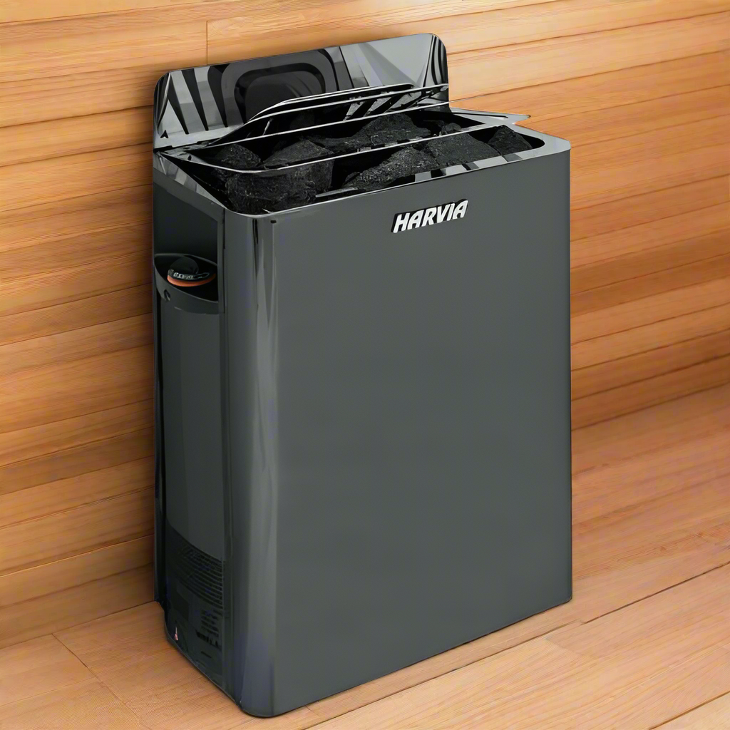 Harvia SW80 The Wall 8kW electric sauna heater, black stainless steel, product photo