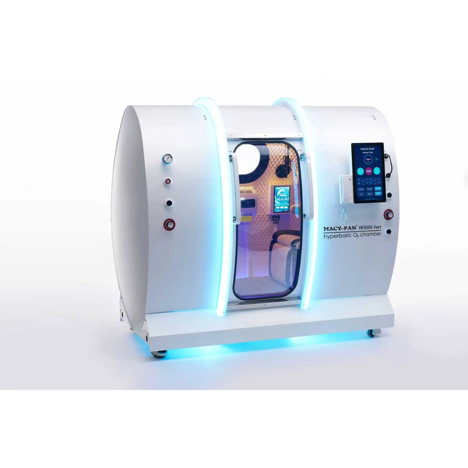 Macy-Pan HE5000 Fort Two-Person Hard-Shell Hyperbaric Chamber – chamber with blue lighting