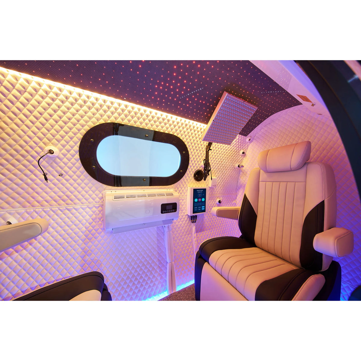Macy-Pan HE5000 Fort Two-Person Hard-Shell Hyperbaric Chamber – interior with a lit ceiling