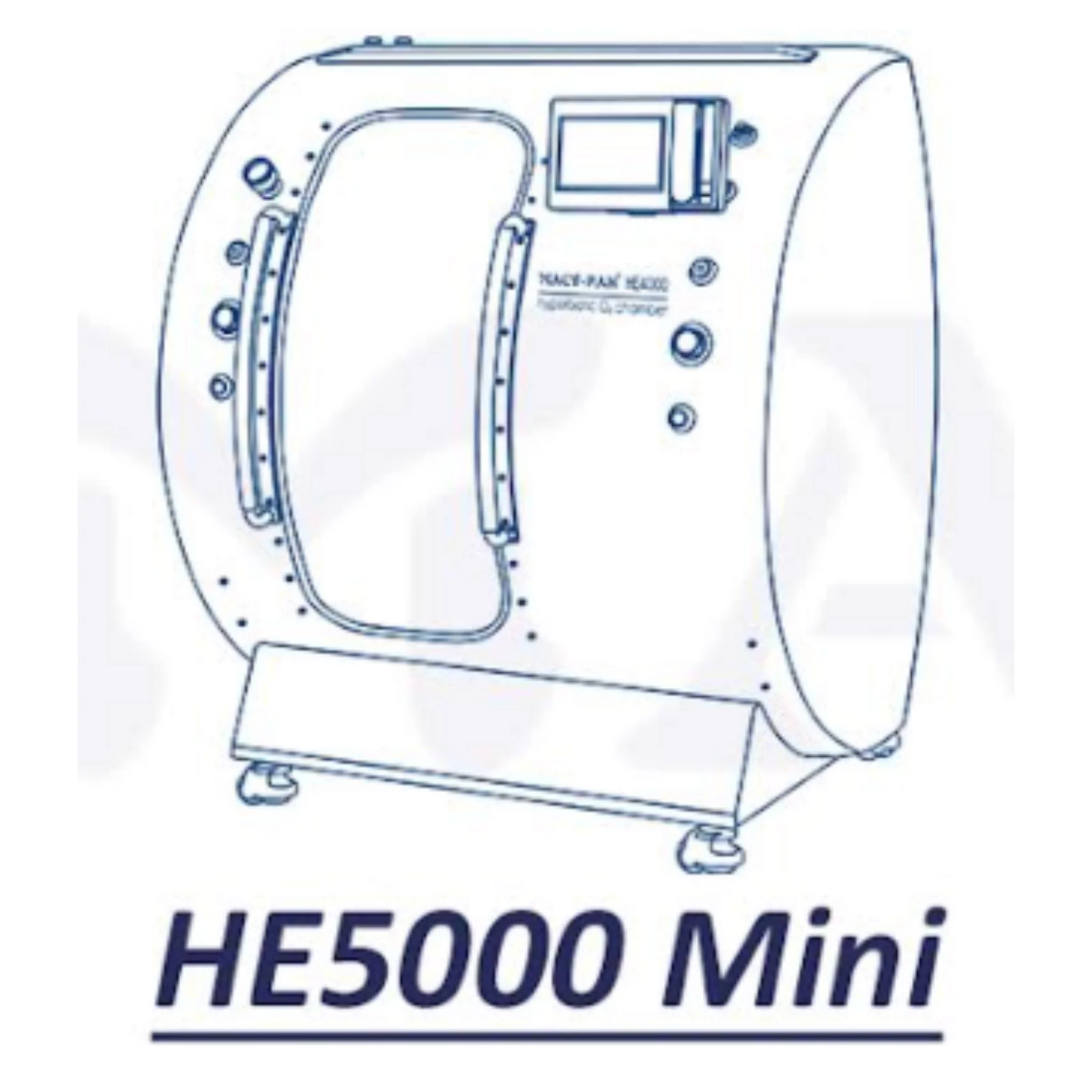 Macy-Pan HE5000 Mini Multiplace Hard-Shell Hyperbaric Chamber – line drawing of the chamber