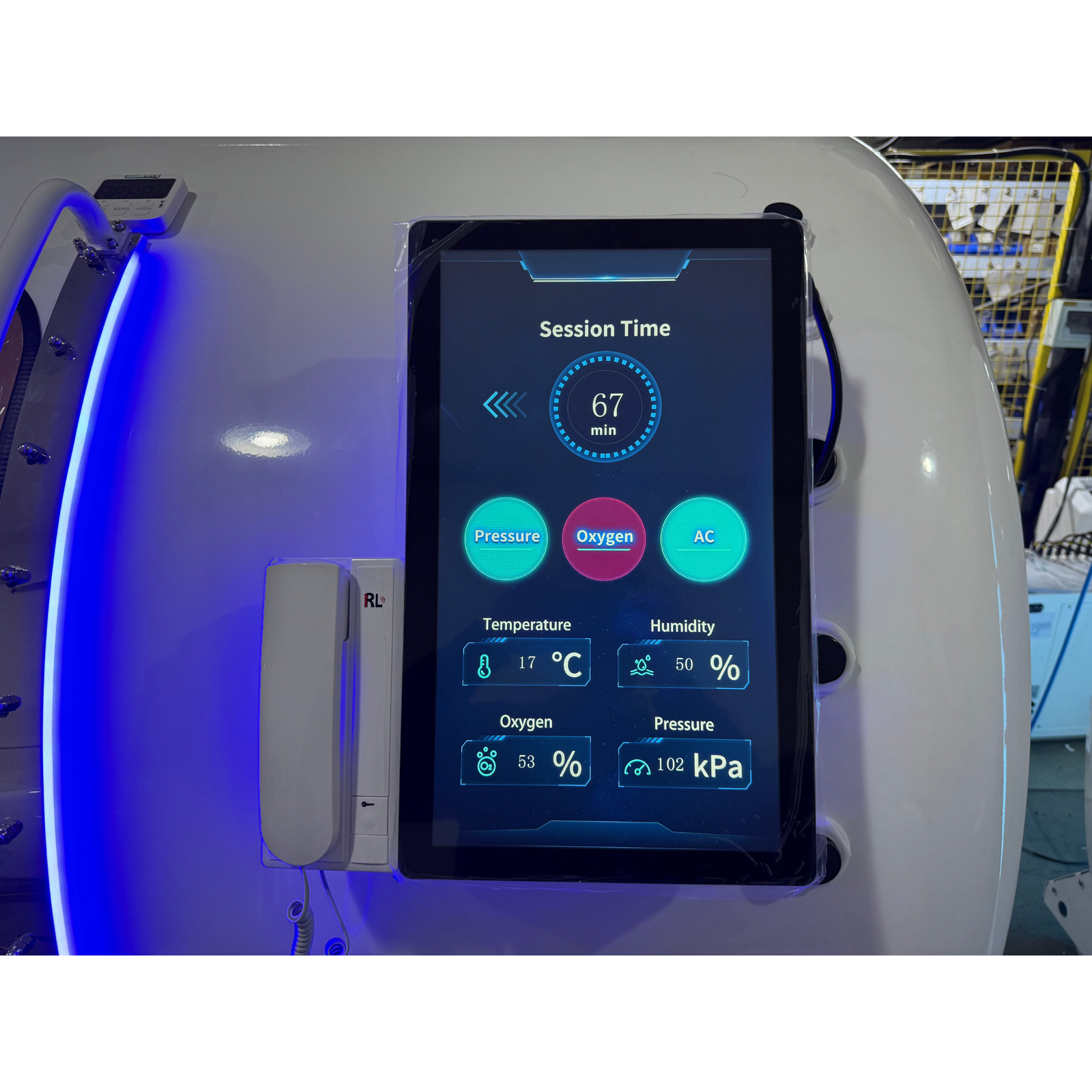 Macy-Pan HE5000 Mini Multiplace Hard-Shell Hyperbaric Chamber – touchscreen console