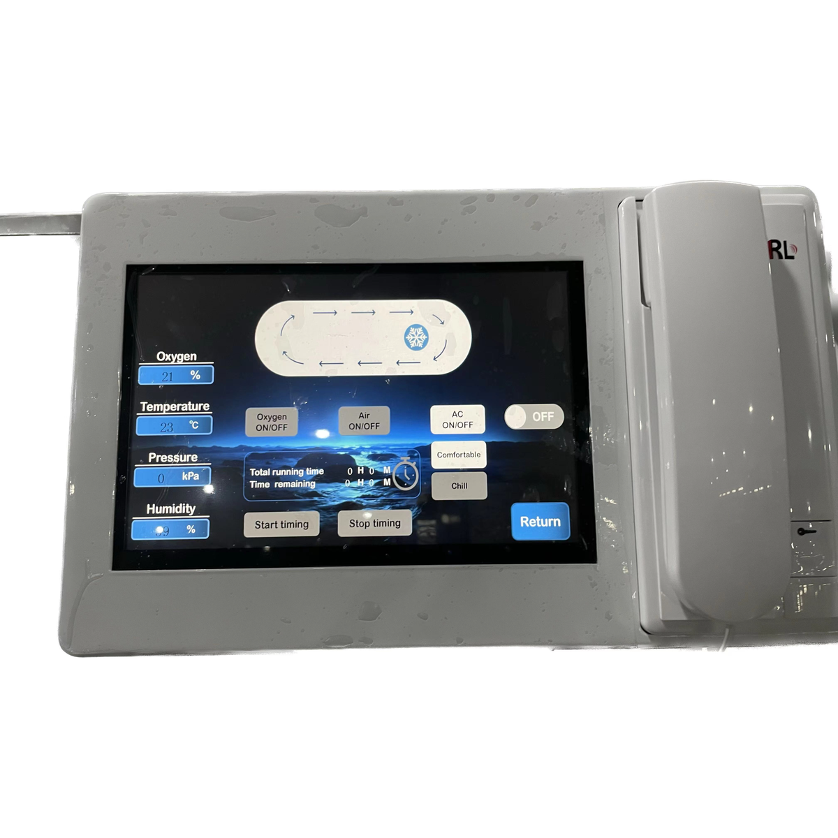 Macy-Pan HP1501 Hard-Shell Lying Hyperbaric Chamber – touchscreen control panel