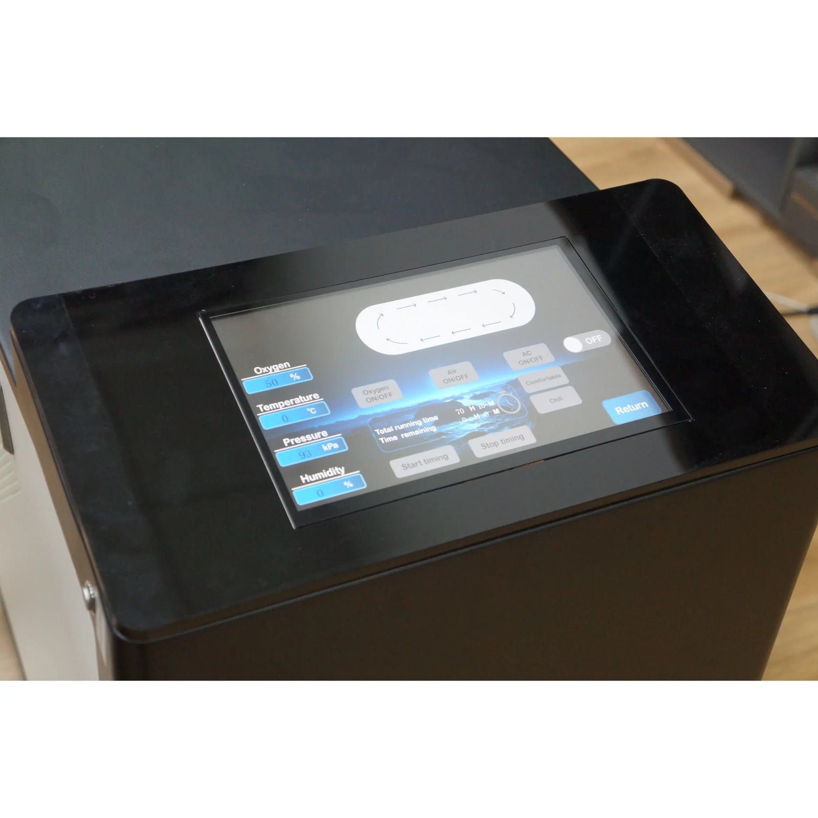 Macy-Pan HP2202-90 Diamond Hard-Shell Hyperbaric Chamber – touchscreen console from above