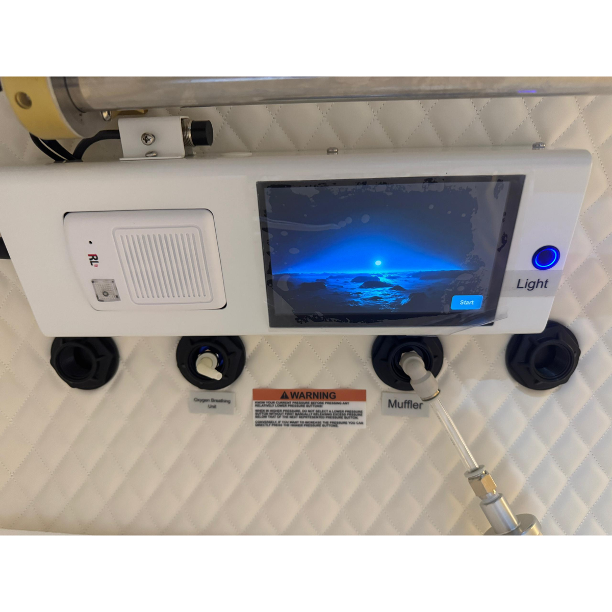 Macy-Pan HP2202 Hard-Shell Hyperbaric Chamber – control panel inside the chamber
