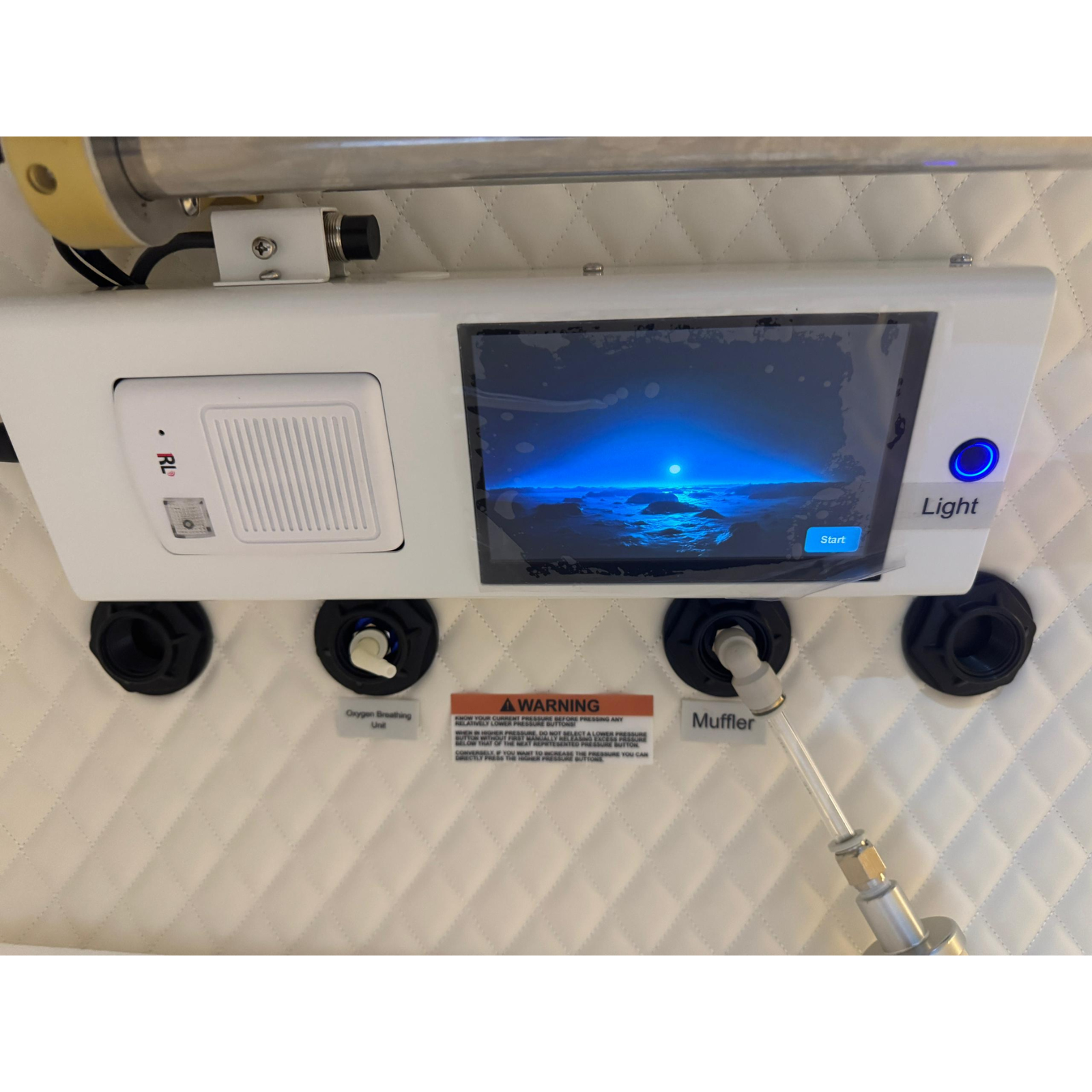 Macy-Pan HP2202 Hard-Shell Hyperbaric Chamber – control panel inside the chamber