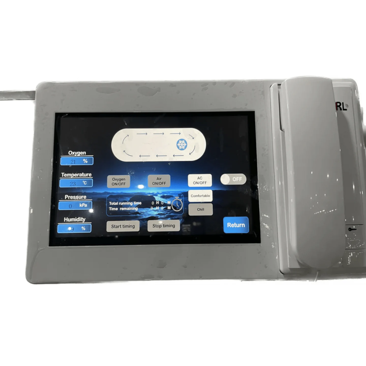 Macy-Pan HP2202 Hard-Shell Hyperbaric Chamber – touchscreen control panel close-up