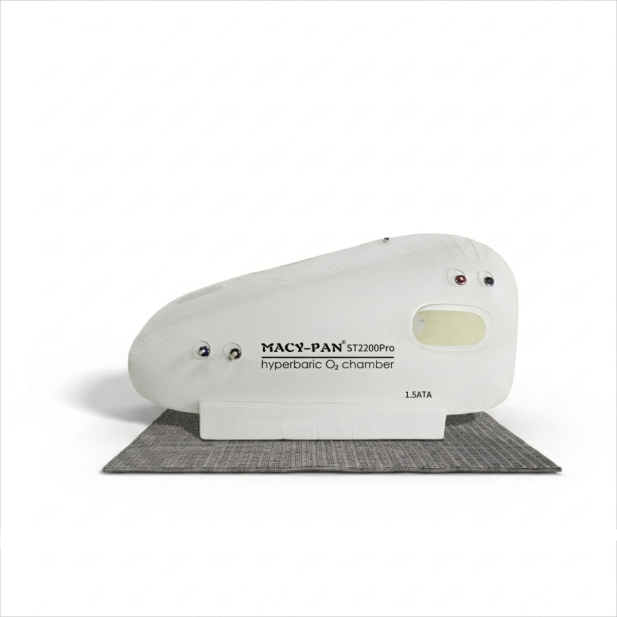 Macy-Pan ST2200 Pro Two-Person Sitting Hyperbaric Chamber – chamber on a gray mat