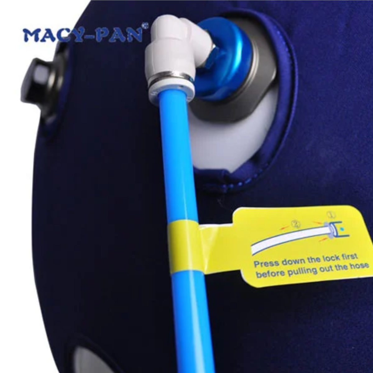 Macy-Pan ST702 Soft Lying Hyperbaric Chamber – close-up of the hose connector