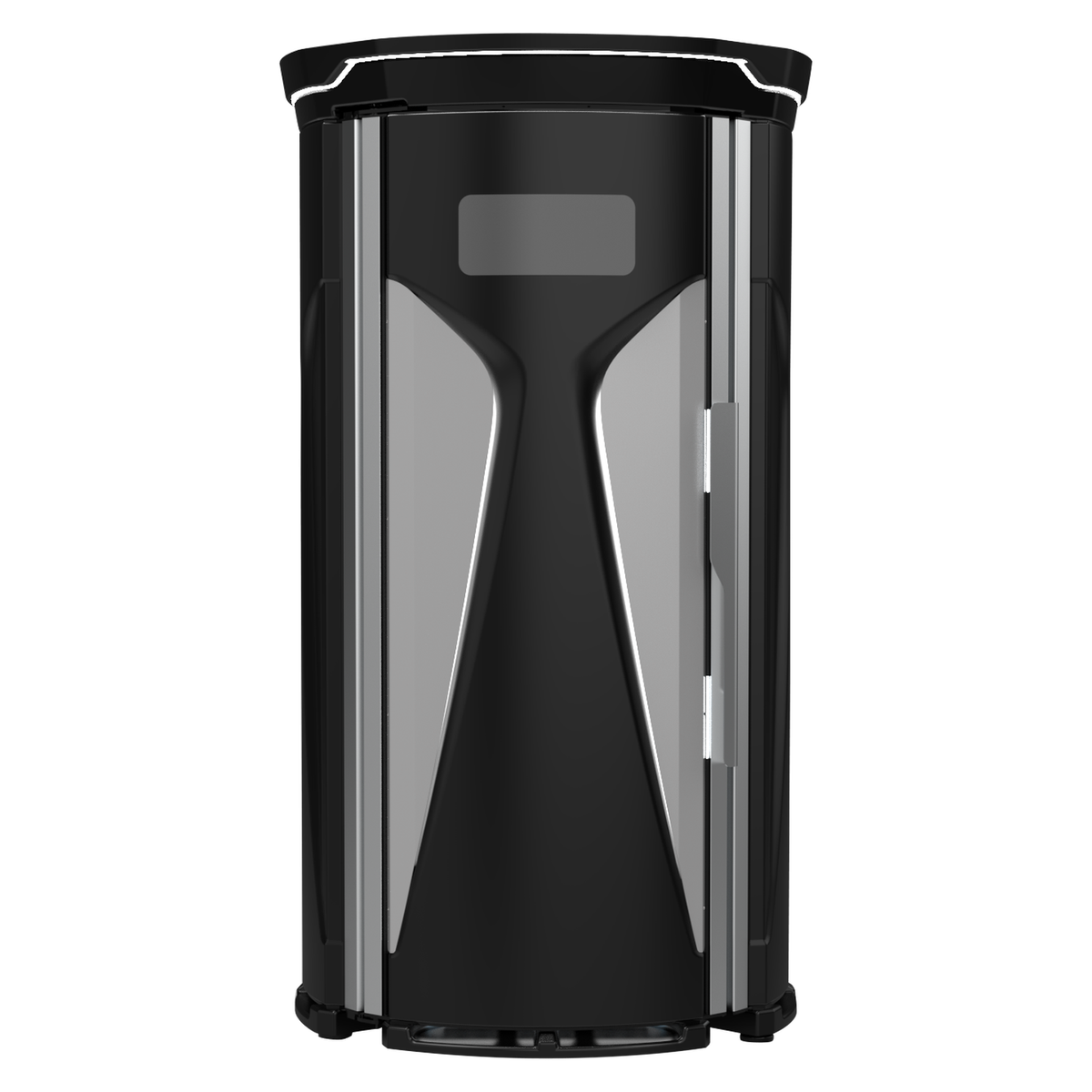 Merican M11 Plus stand-up red light therapy system in Crystal Black, front view with the door closed