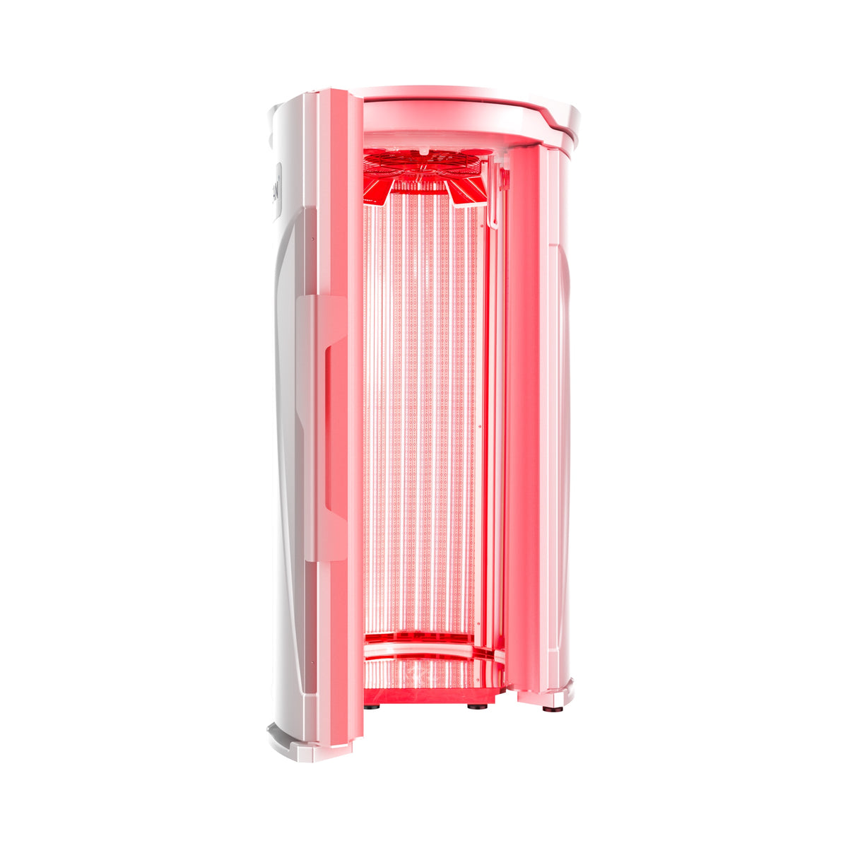 Merican M11 Plus stand-up whole-body red light therapy system, Lunar White, open, front view