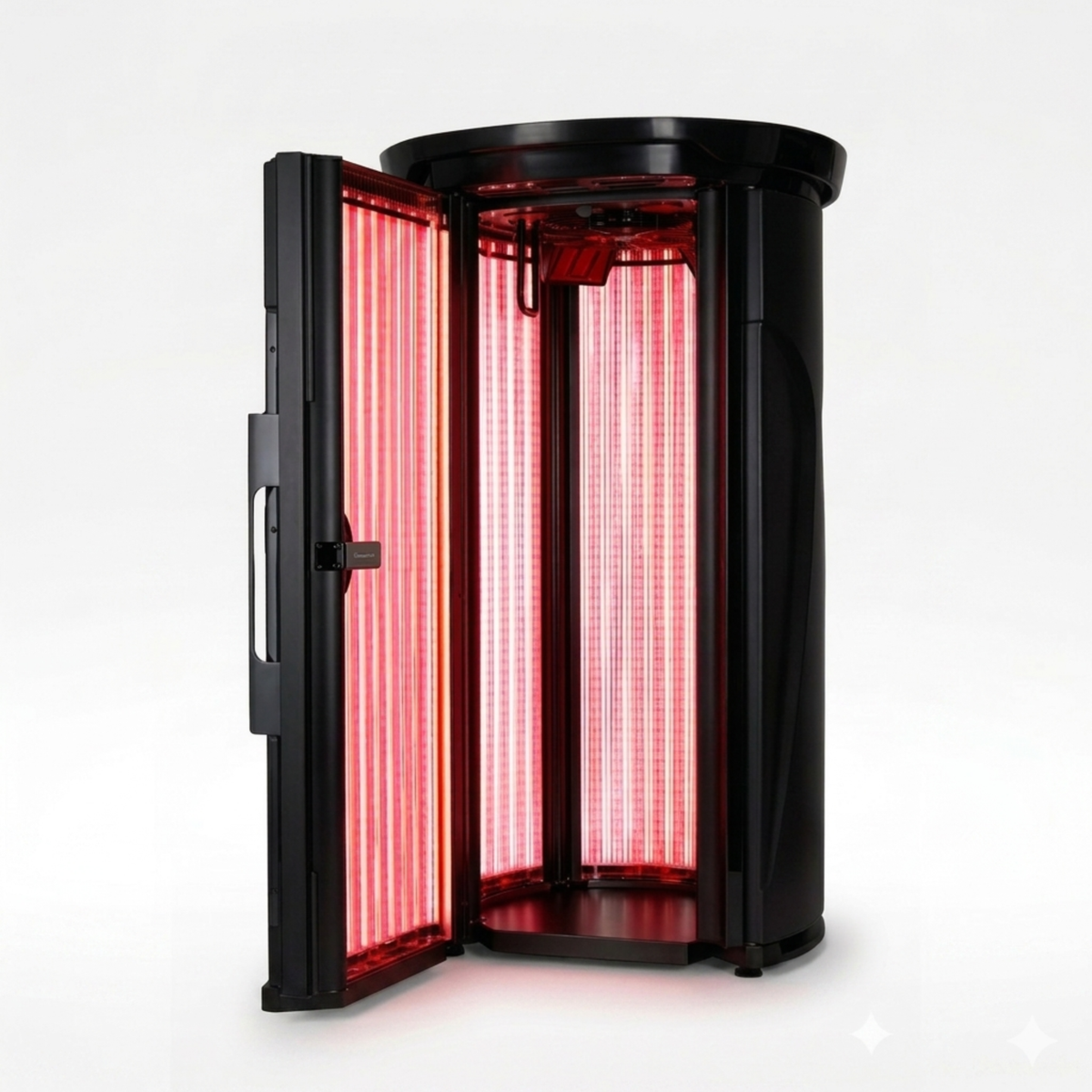 Merican M11 Plus Stand-Up Whole-Body Red Light Therapy System – black version with both doors open