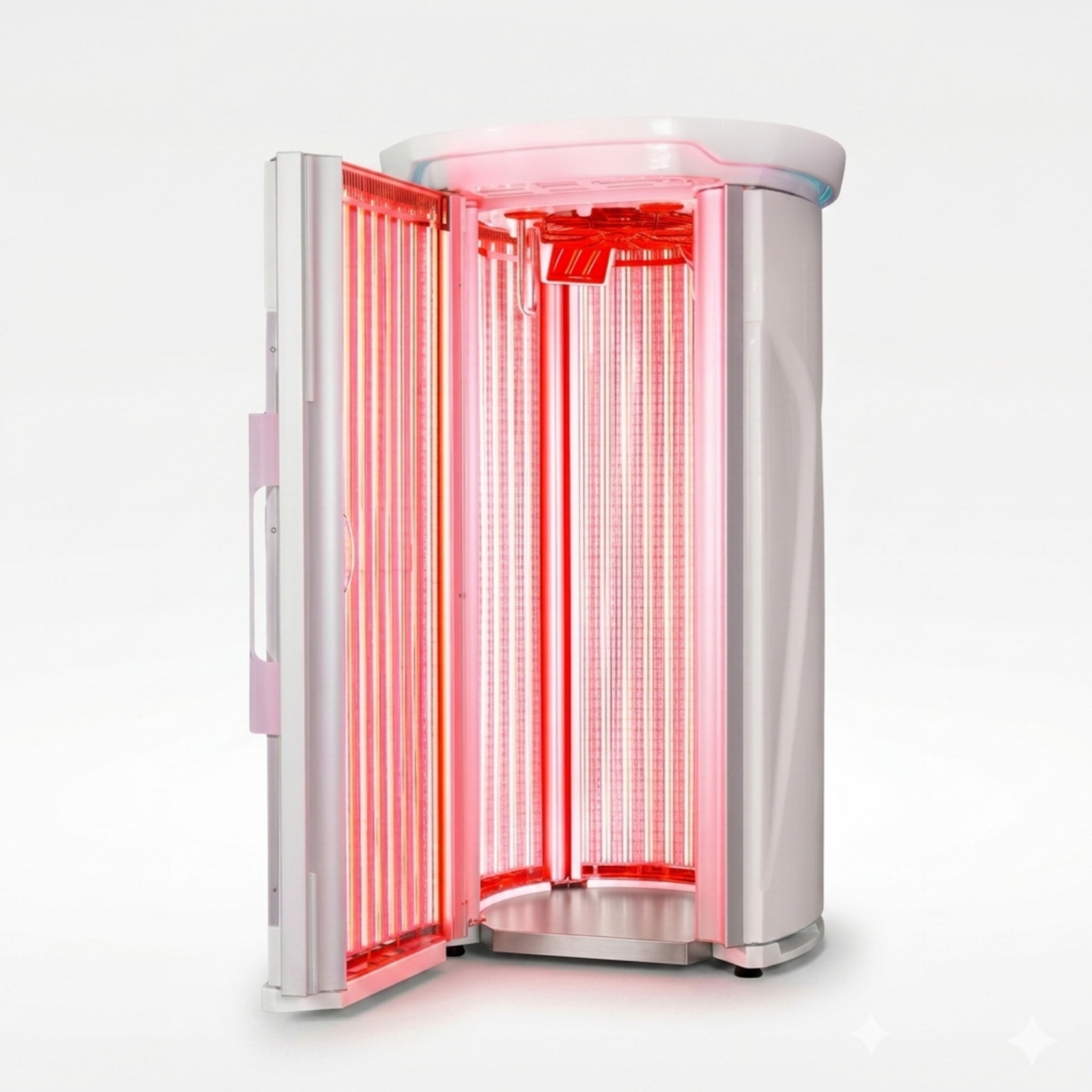 Merican M11 Plus Stand-Up Whole-Body Red Light Therapy System – interior lit with red light panels