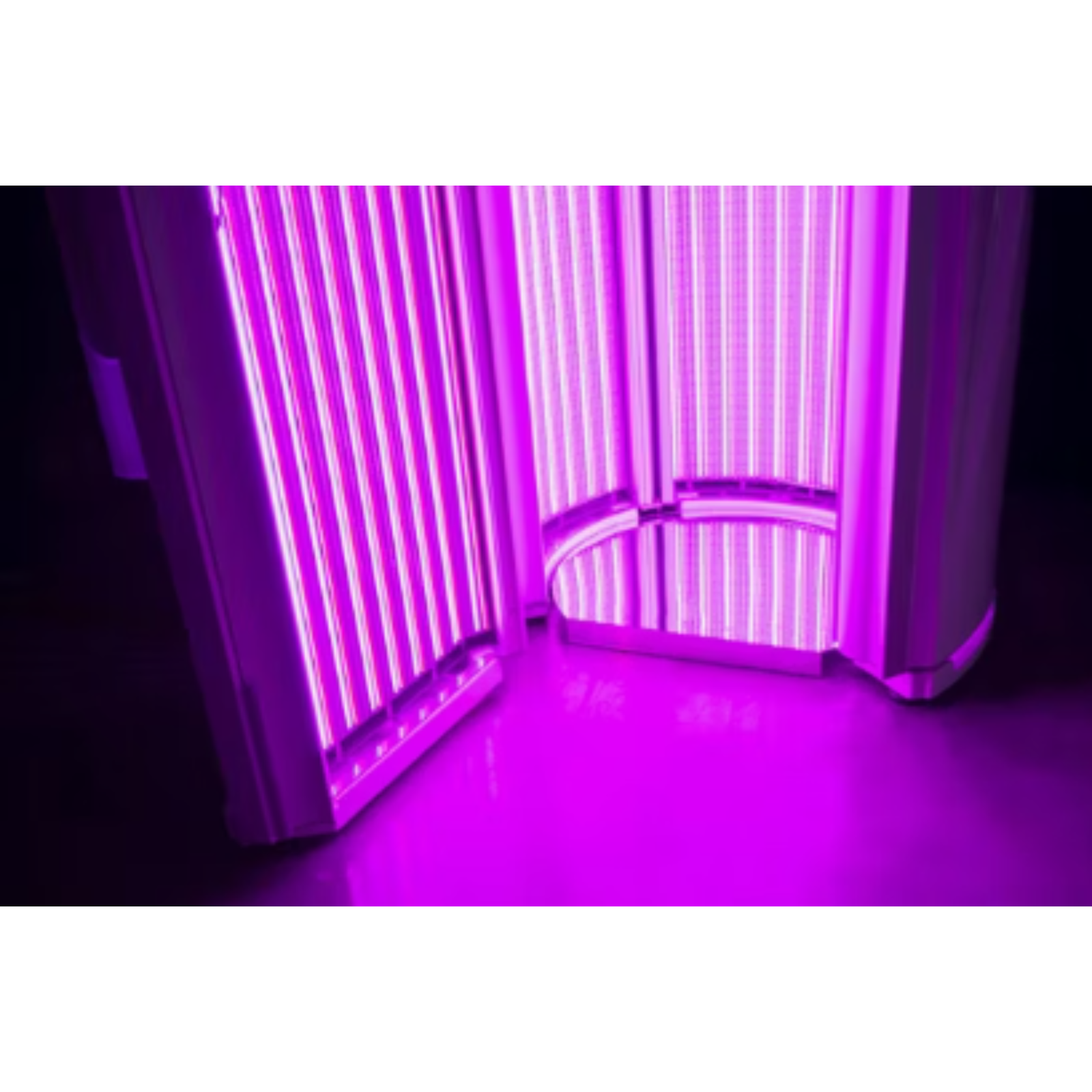 Merican M11 Stand-Up Whole-Body Red Light Therapy System – purple light inside the cabin