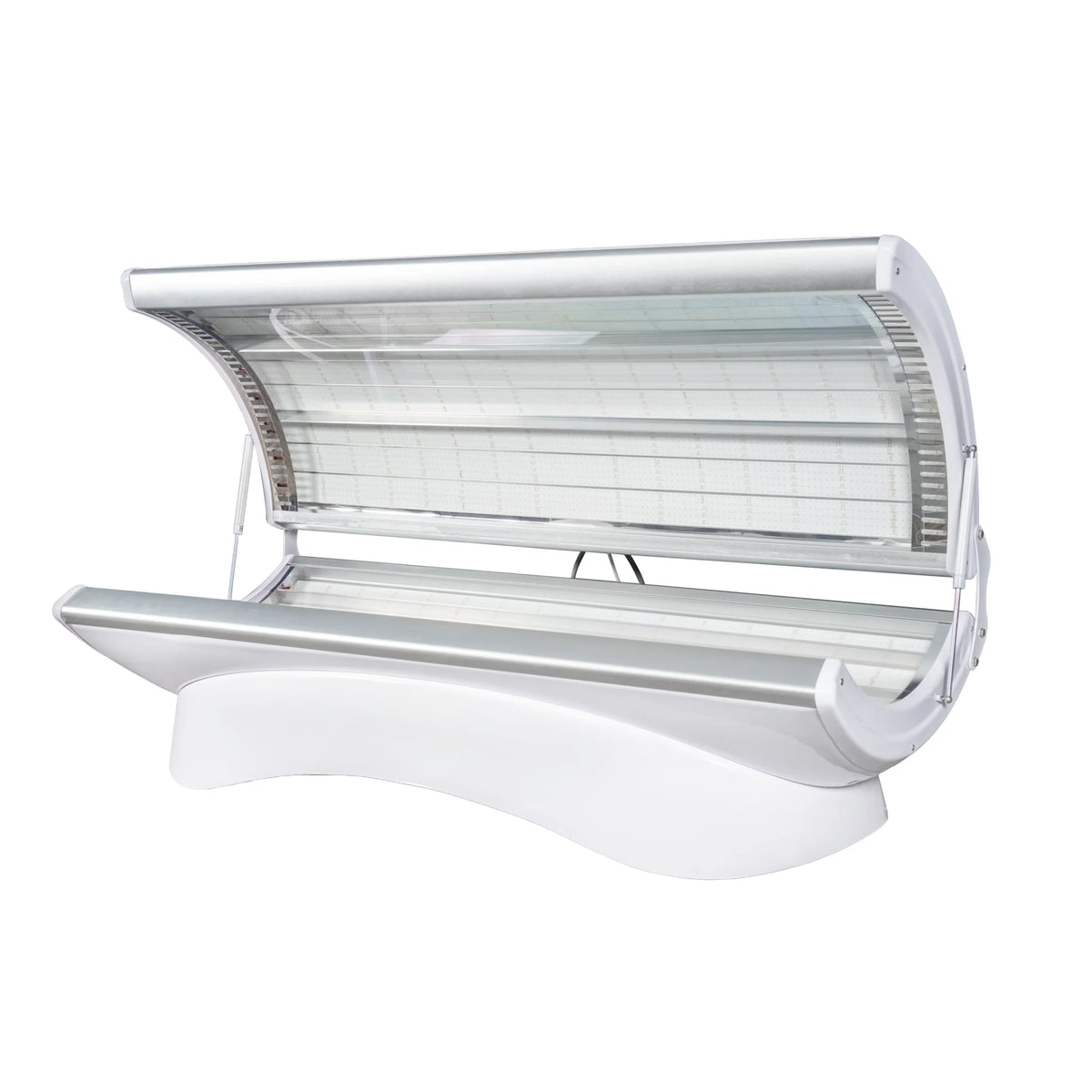Merican M4N Whole-Body Red Light Therapy Bed – white bed with the canopy open at an angle