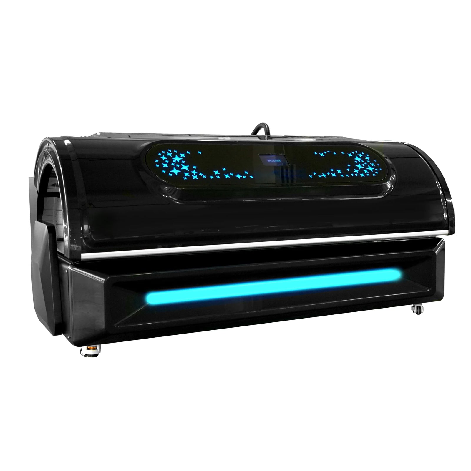 Merican M6N Plus Whole-Body Red Light Therapy Bed – black bed with a blue light strip