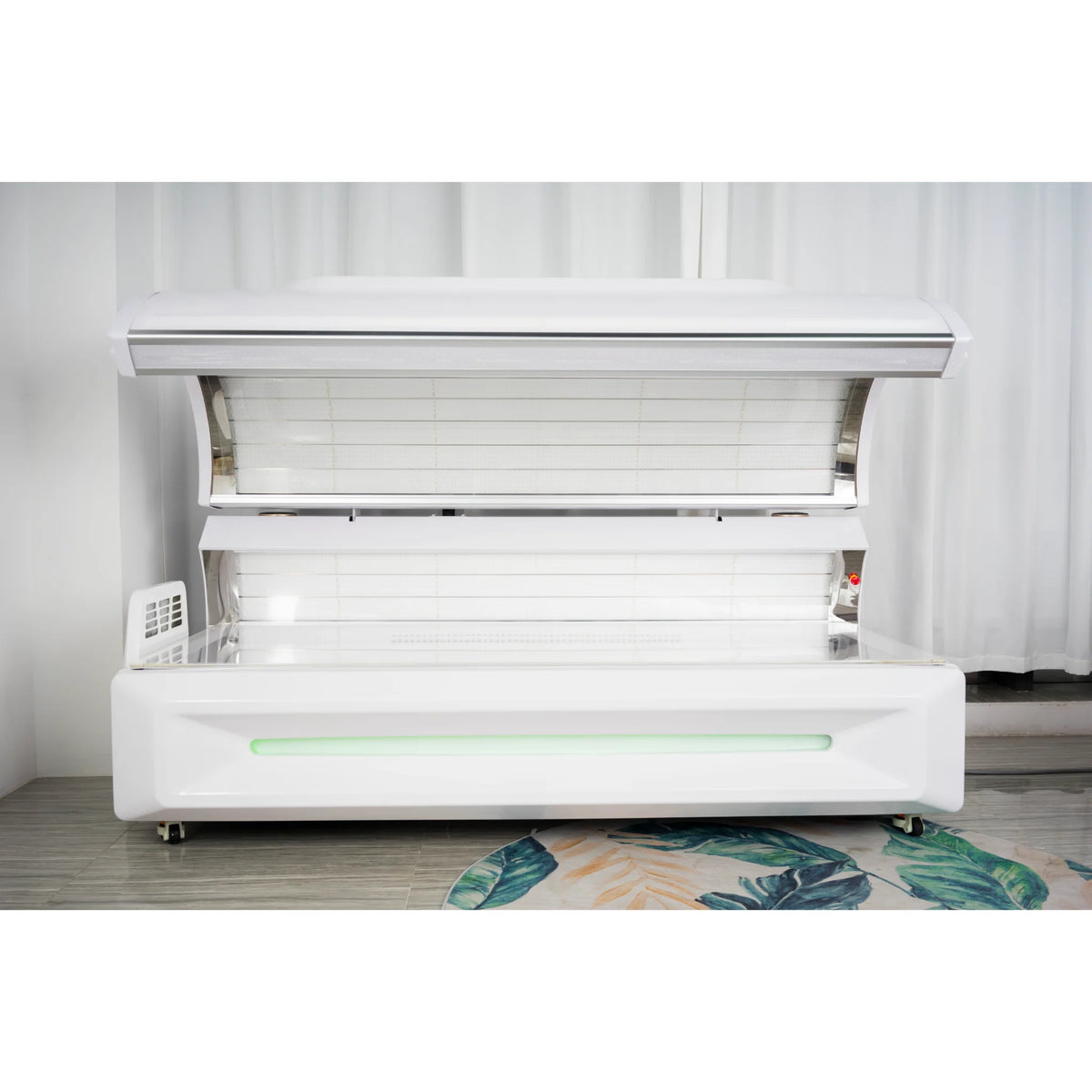 Merican M6N Plus Whole-Body Red Light Therapy Bed – white bed with the canopy open front view