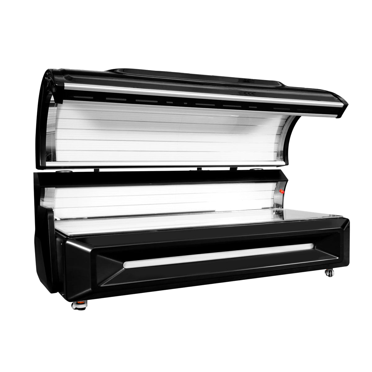 Merican M6N Whole-Body Red Light Therapy Bed – black bed with the canopy open
