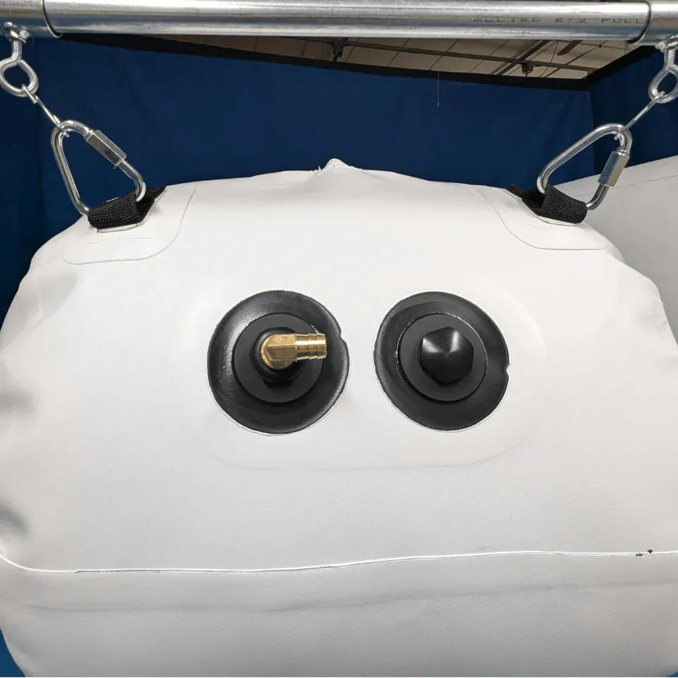 Newtowne Hyperbarics C4-27 Home Hyperbaric Chamber – close-up of two brass ports